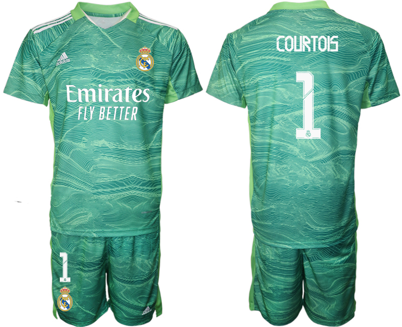 Men 2021-2022 Club Real Madrid green goalkeeper #1 Soccer Jersey